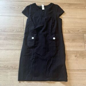 NWT Talbots Black Short Sleeve Rayon Blend Shift Dress Size 6P